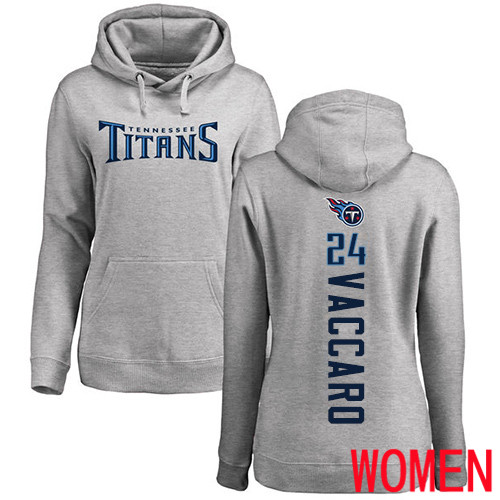 Tennessee Titans Ash Women Kenny Vaccaro Backer NFL Football #24 Pullover Hoodie Sweatshirts